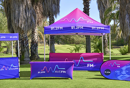 Branded display products, flags and gazebos